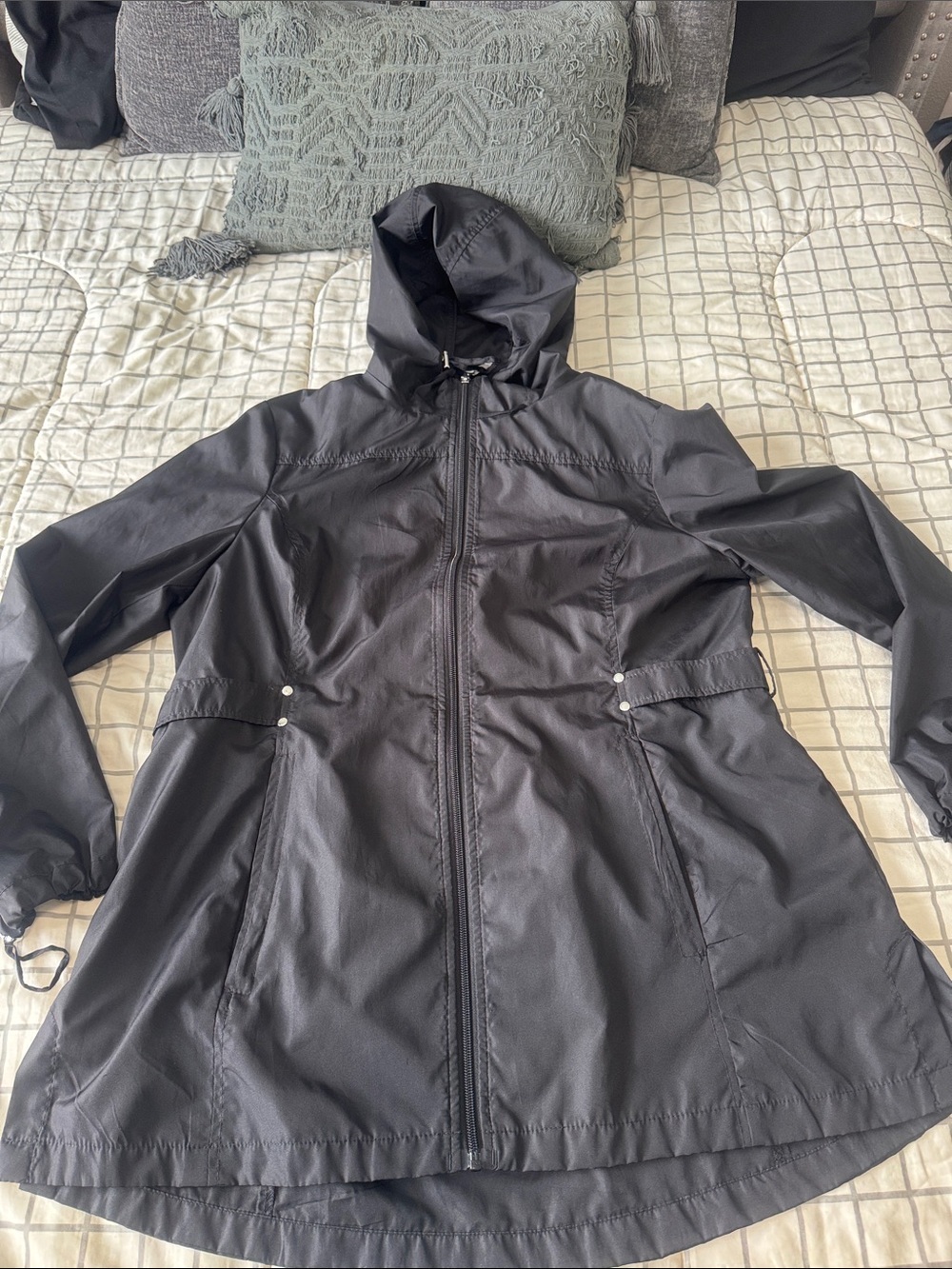 Jones New York Black Hooded Trench Coat
